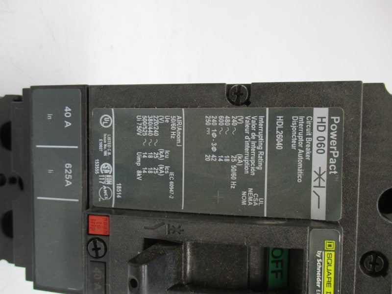 SQUARE D HDL26040 SER. 1 600V 40A NSMP