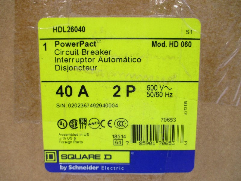 SQUARE D HDL26040 SER. 1 600V 40A NSMP