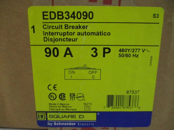 SQUARE D EDB34090 SER. 3 277V 90A NSMP