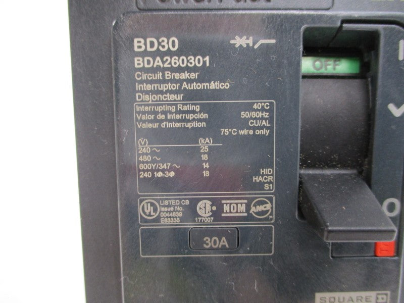 SQUARE D BDA260301 SER. 1 480V 30A NSMP