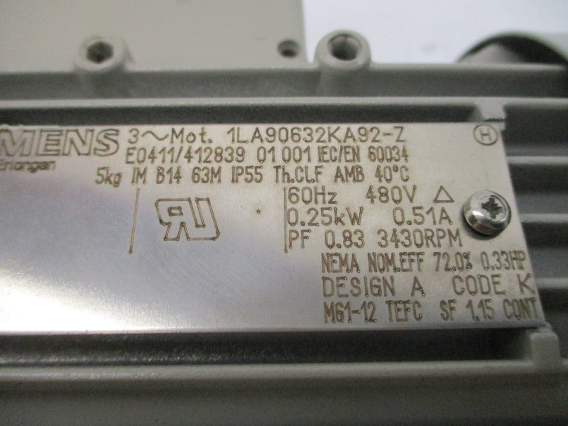 SIEMENS 1LA90632KA92-Z FL35B0 480V 0.51A NSNP