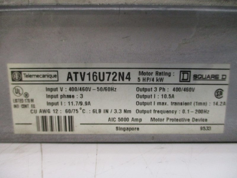 TELEMECANIQUE ATV16U72N4 400/460V 11.7/9.9A UNMP