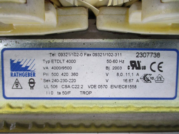 RATHGEBER ETDLT4000 500V 8.0/11.1A NSNP