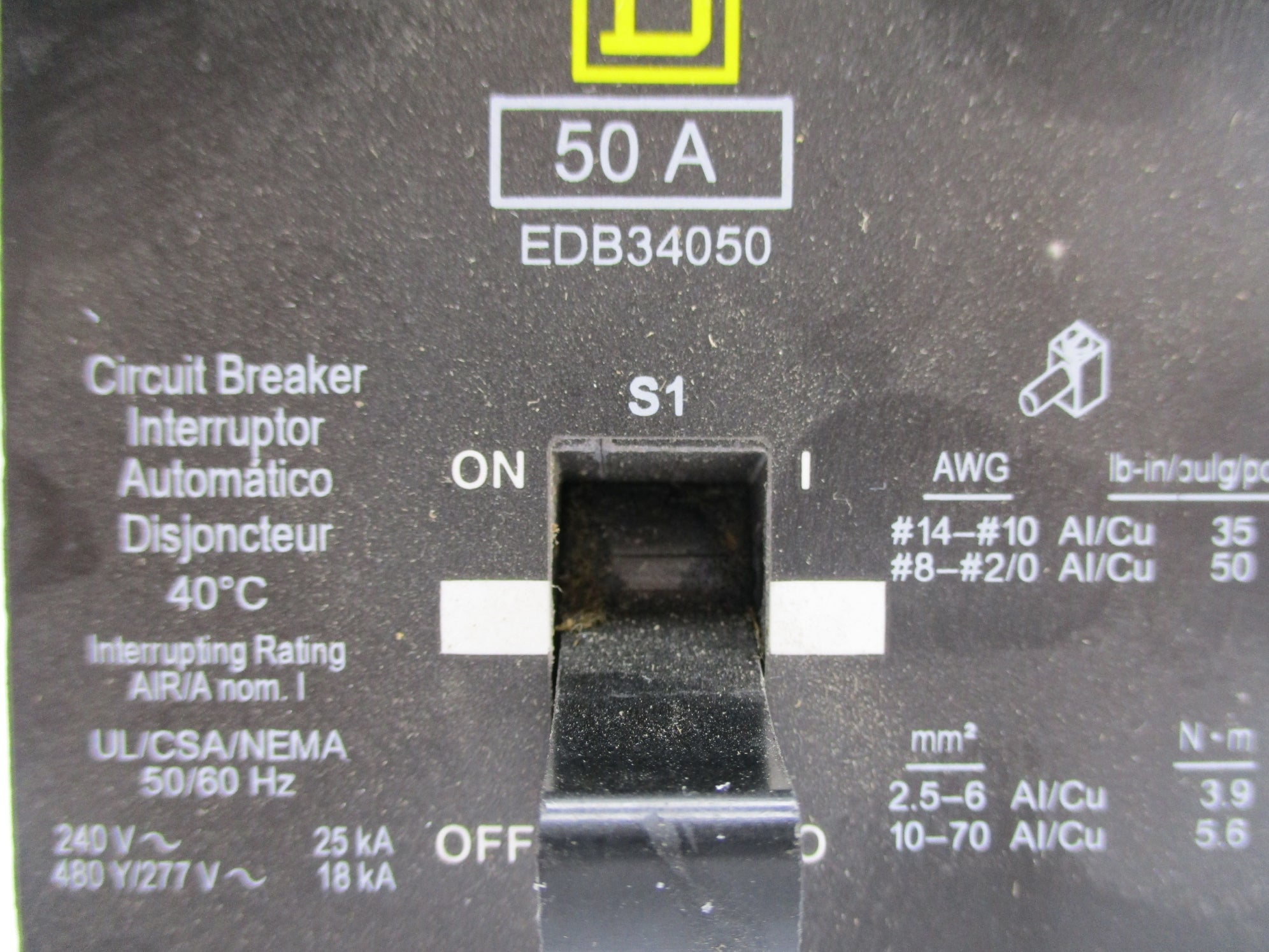 SQUARE D EDB34050 277V 50A NSNP