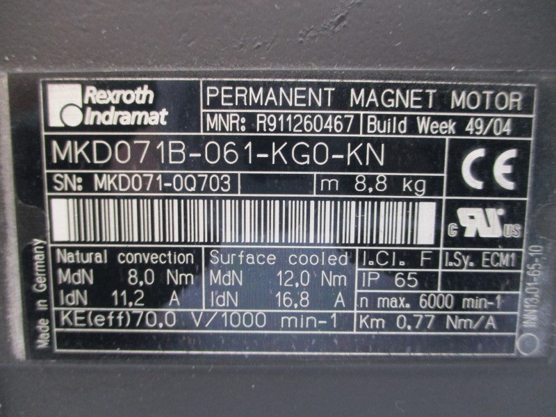 REXROTH MKD071B-061-KG0-KN R911260467 70.0V 11.2/16.8A NSMP