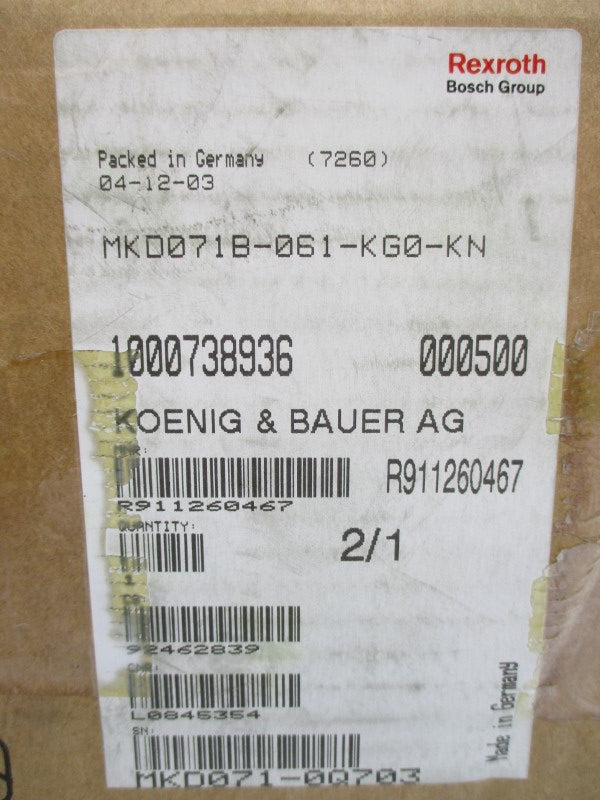 REXROTH MKD071B-061-KG0-KN R911260467 70.0V 11.2/16.8A NSMP