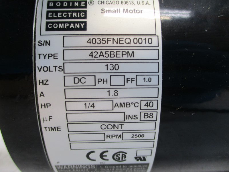 BODINE ELECTRIC 42A5BEPM 4035FN 130VDC 1.8A NSMP