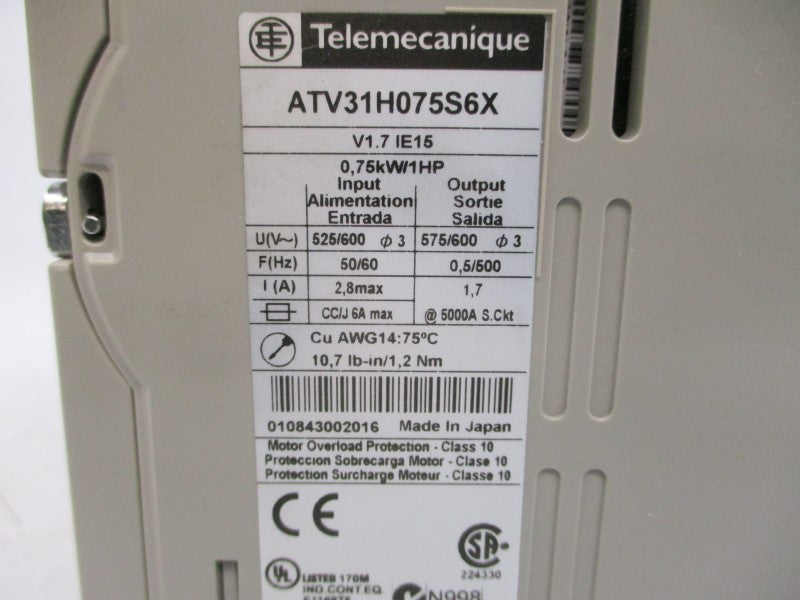 TELEMECANIQUE ATV31H075S6X 525/600VAC 2.8A NSMP