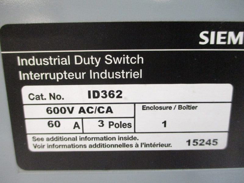 SIEMENS ID362 600VAC 60A NSMP