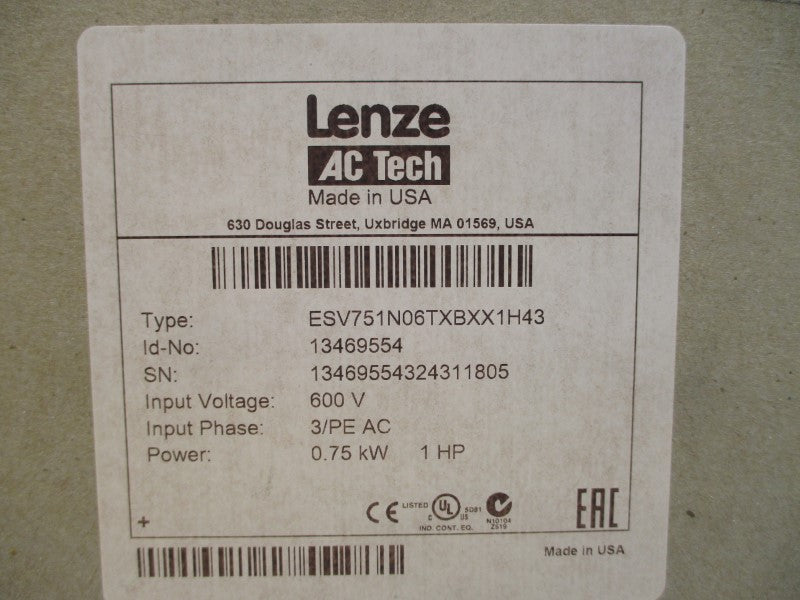LENZE ESV751N06TXBXX1H43 13469554 600VAC 2.0A NSMP