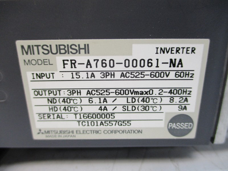 MITSUBISHI FR-A760-00061-NA 525/600V 15.1A NSMP