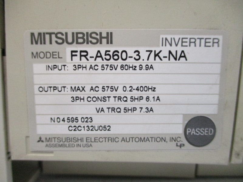 MITSUBISHI FR-A560-3.7K-NA 575VAC 9.9A UNMP