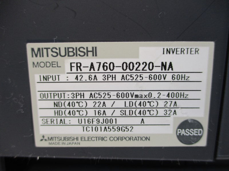 MITSUBISHI FR-A760-00220-NA 525-600V 42.6A NSMP