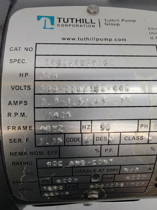 TUTHILL 34G204W041G2 208-230/460V 1.15-1.2/.6A NSNP