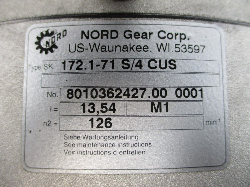 NORD GEAR SK172.1-71S/4CUS 230/460V 1.56/0.78A NSNP