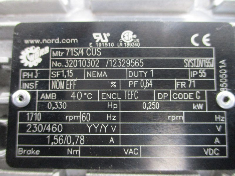 NORD GEAR SK172.1-71S/4CUS 230/460V 1.56/0.78A NSNP