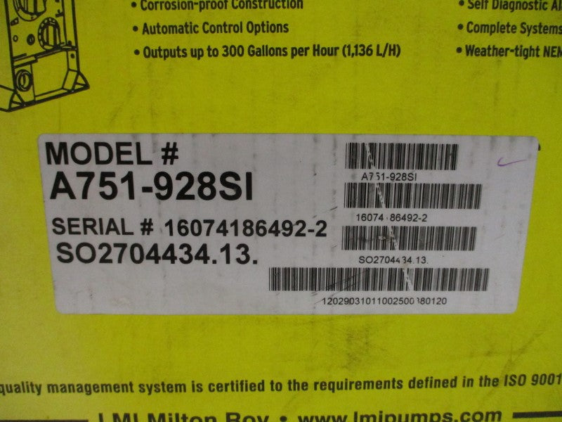 LMI MILTON ROY A751-928SI 110-120V .66A 110PSI NSMP