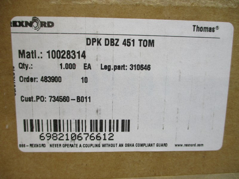 REXNORD 10028314 DPKDBZ451T0M 310646 NSFS