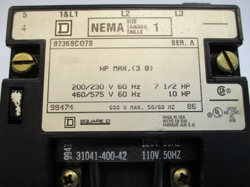 SQUARE D 8736SCO7V02S SER. A 110/120V UNMP