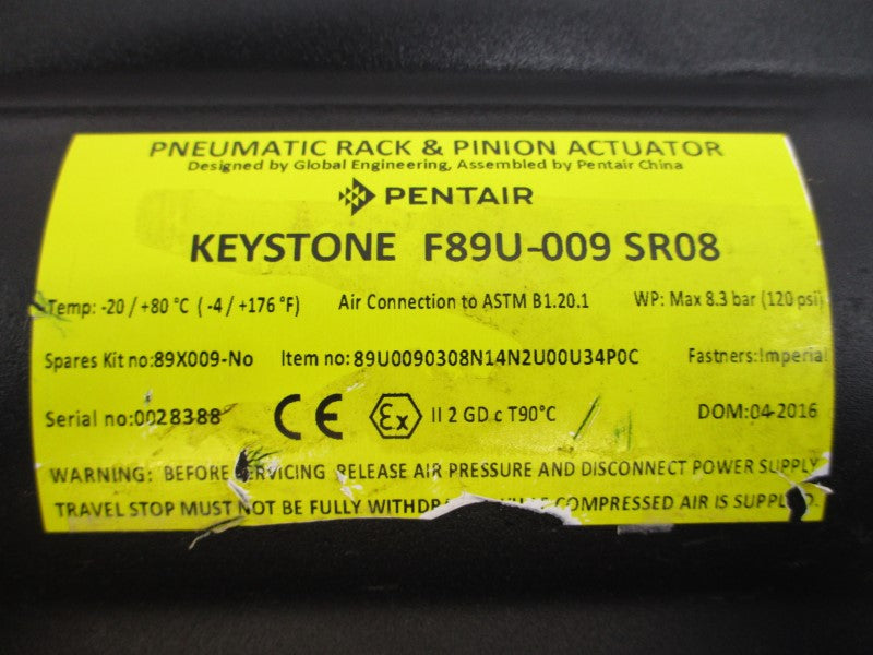 KEYSTONE F89U-009 SR08 60-0080W0A10017-I1D01S9N100K 250PSI 3" NSNP