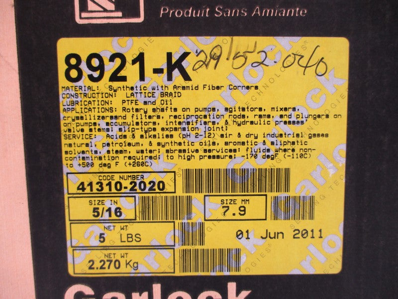 GARLOCK 41310-2020  8921-K 5/16" NSMP