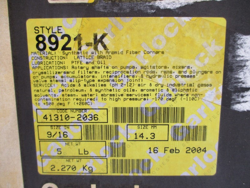 GARLOCK 41310-2036 8921-K 9/16" NSMP