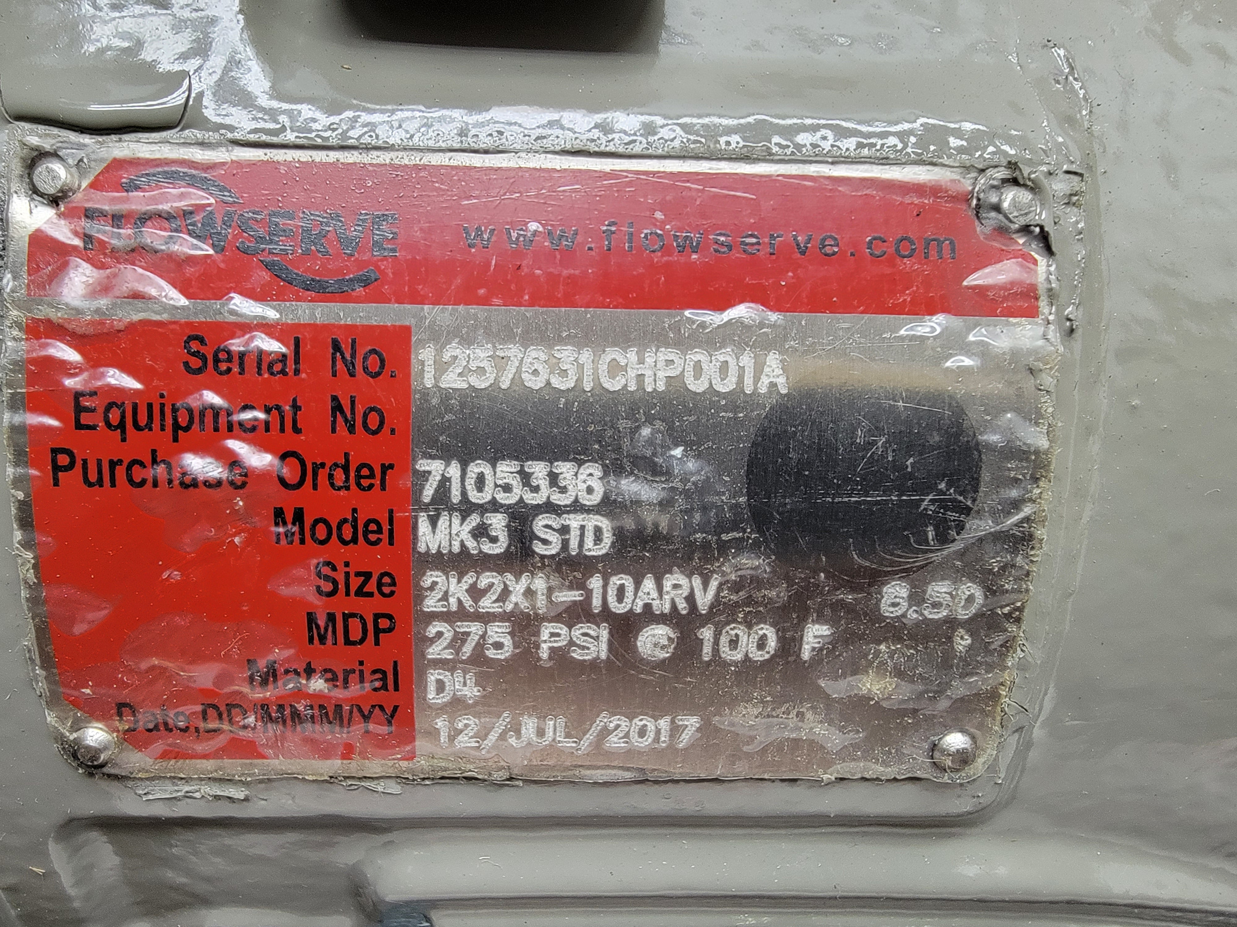 FLOWSERVE MK3STD 2K2X1-10ARV 275PSI NSNP