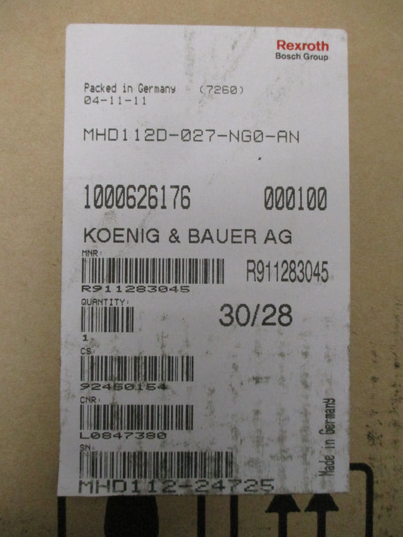 REXROTH INDRAMAT MHD112D-027-NG0-AN R911283045 154.50V 31.6/47.4A NSMP