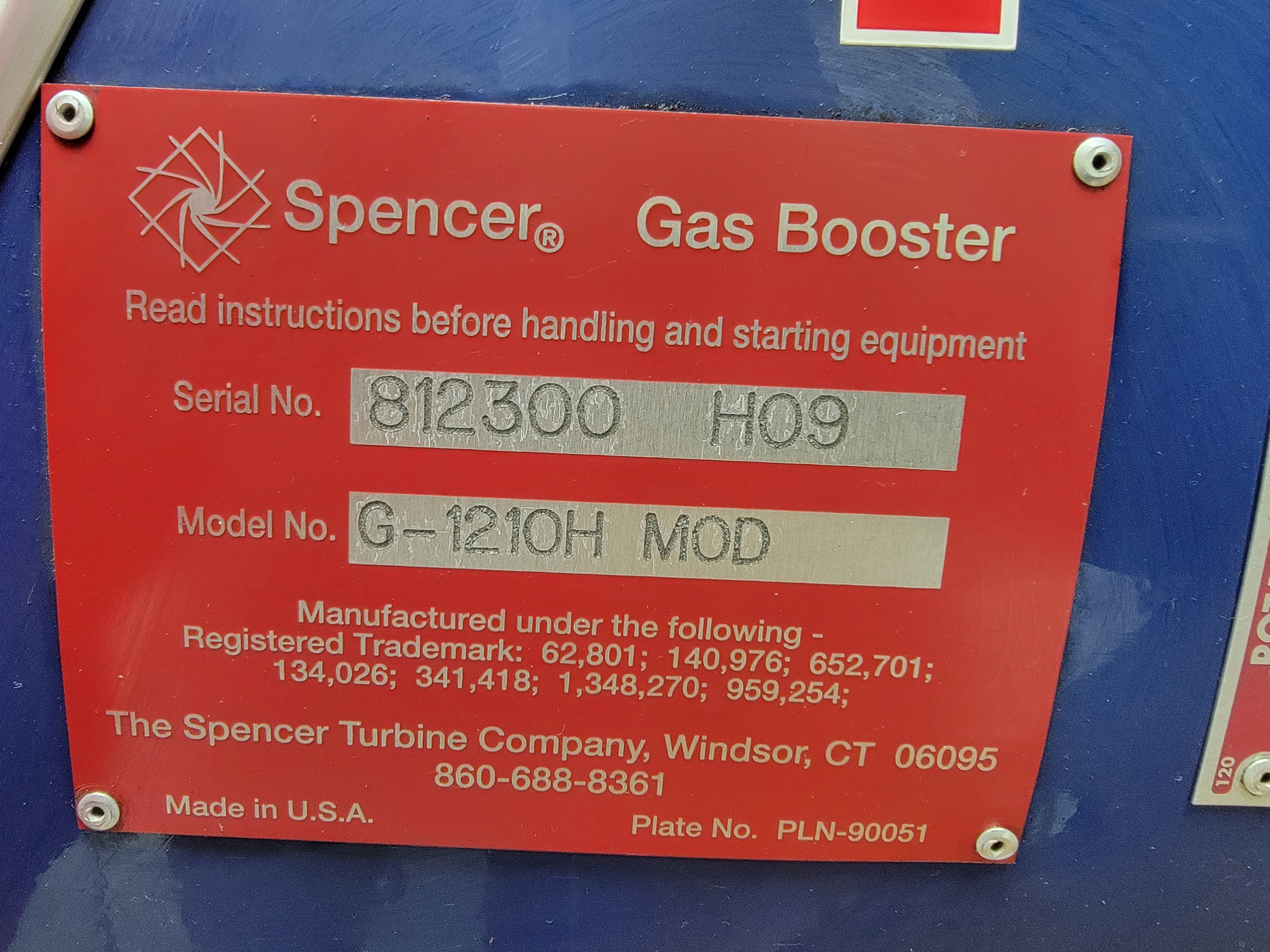 SPENCER G-1210HMOD 37E588X058G1 208-230/460V 27-25/12.5A NSNP