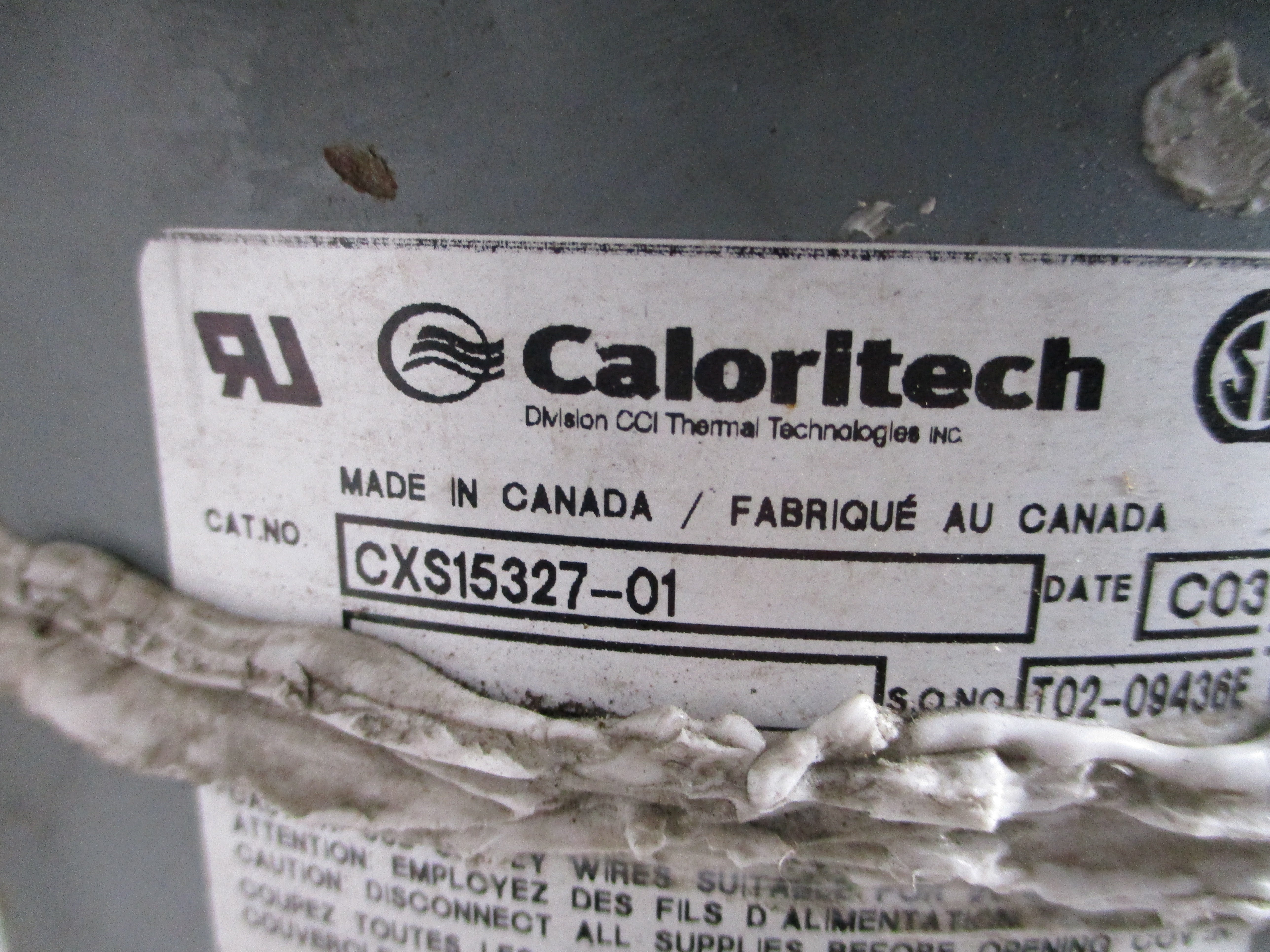CALORITECH CXS15327-01 EXS15327-01 460V 10PSI 650'F UNMP