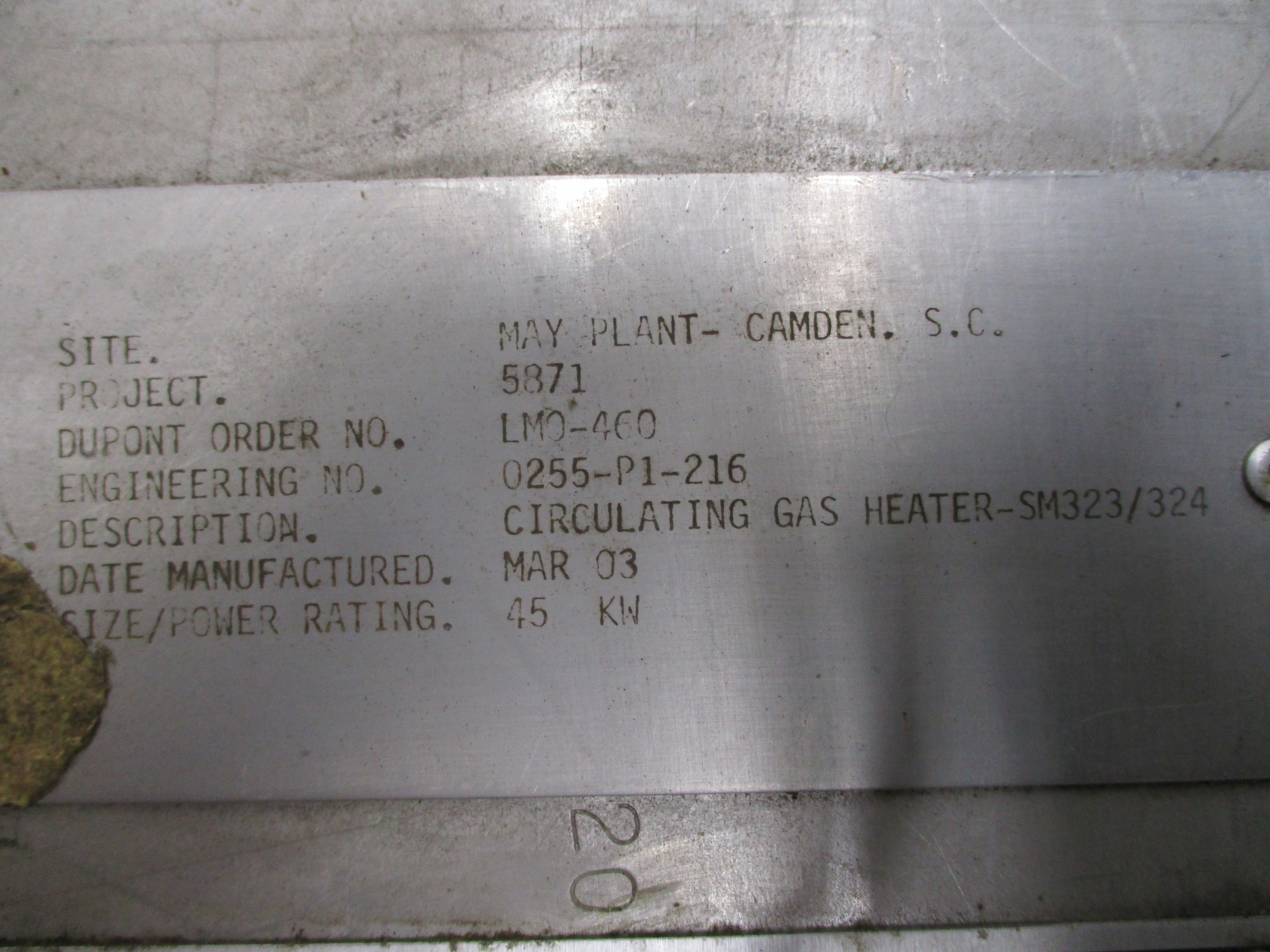 CALORITECH EXS15327-02 460V 10PSI 650'F UNMP