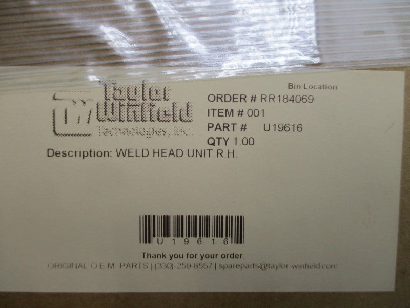 TAYLOR WINFIELD U19616 WELD HEAD UNIT NSMP
