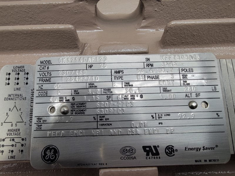 GENERAL ELECTRIC 5KS254DAE123 230/460V 56.4/28.2A NSNP