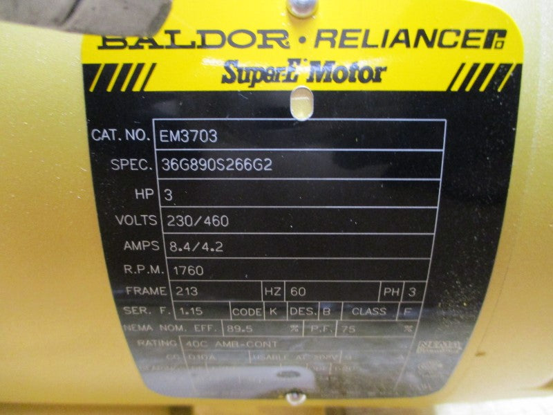 BALDOR EM3703 36G890S266G2 230/460V 8.4/4.2A NSMP