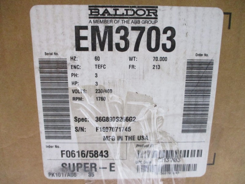 BALDOR EM3703 36G890S266G2 230/460V 8.4/4.2A NSMP