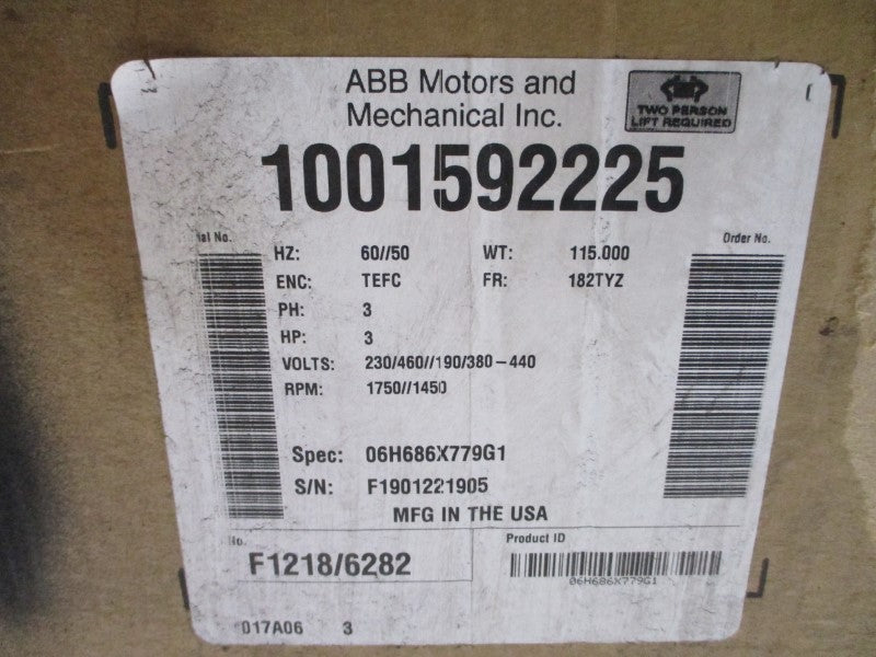 BALDOR 1001592225 06H686X779G1 460V 4.1A NSMP