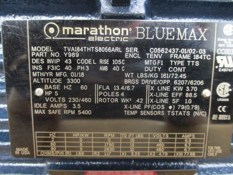 MARATHON 184THTS8056ARL 108703100EQF 230/460V 13.4/6.7A NSMP