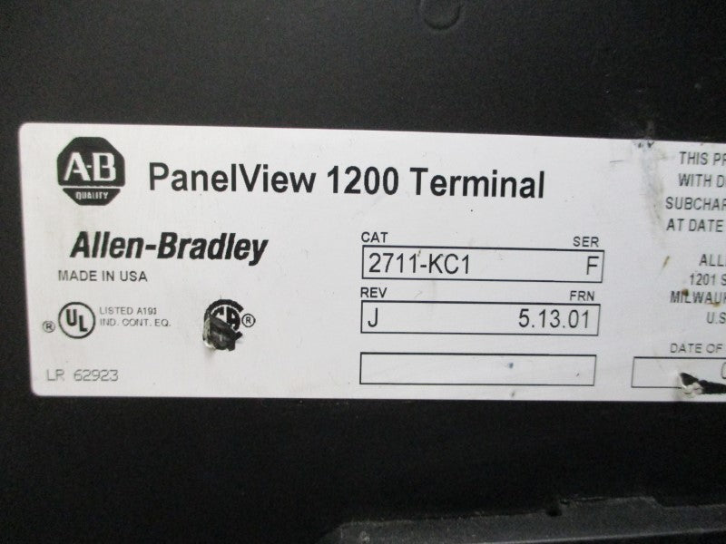 ALLEN BRADLEY 2711-KC1 SER. F F/W 5.13.01 115/230VAC 3A NSNP
