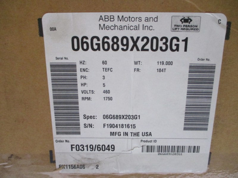 BALDOR RELIANCE 06G689X203G1 460V 6.6A NSMP