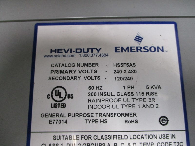 HEVI-DUY EMERSON HS5F5AS 240/480V NSMP