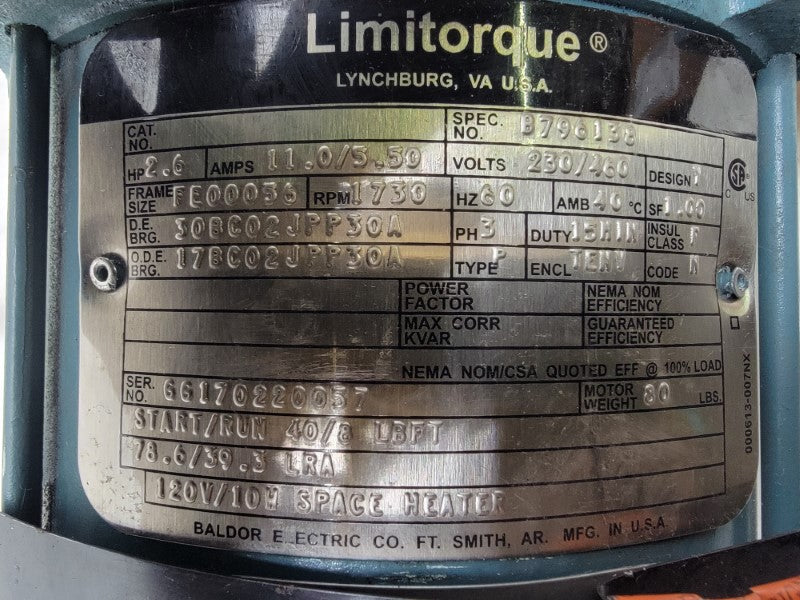 BALDOR B796138 R-290-400-03R1 230/460V 11.0/5.50A NSMP