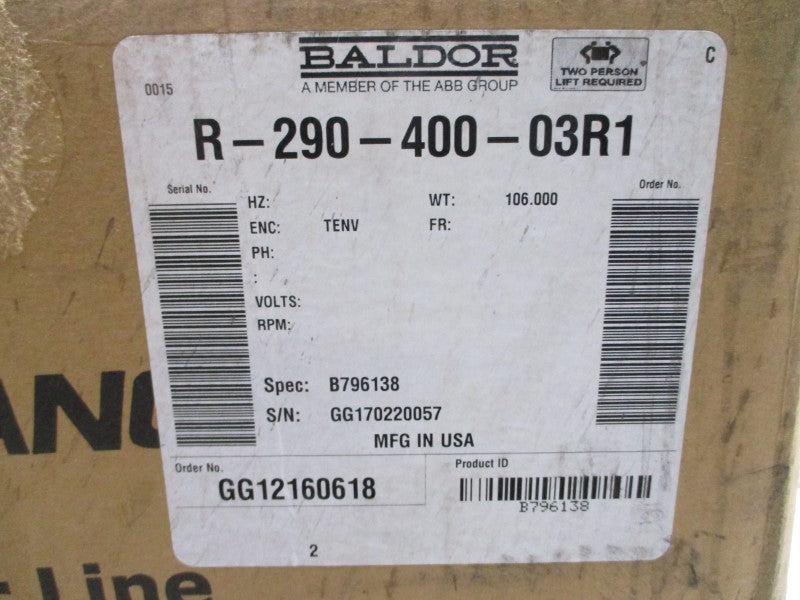 BALDOR B796138 R-290-400-03R1 230/460V 11.0/5.50A NSMP