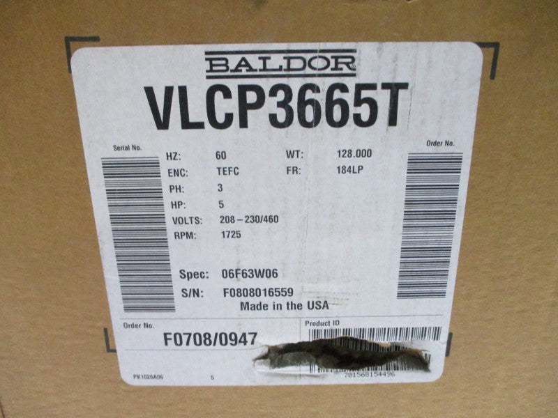 BALDOR VLCP3665T 208-230/460V 15-13.2/8.8A NSMP