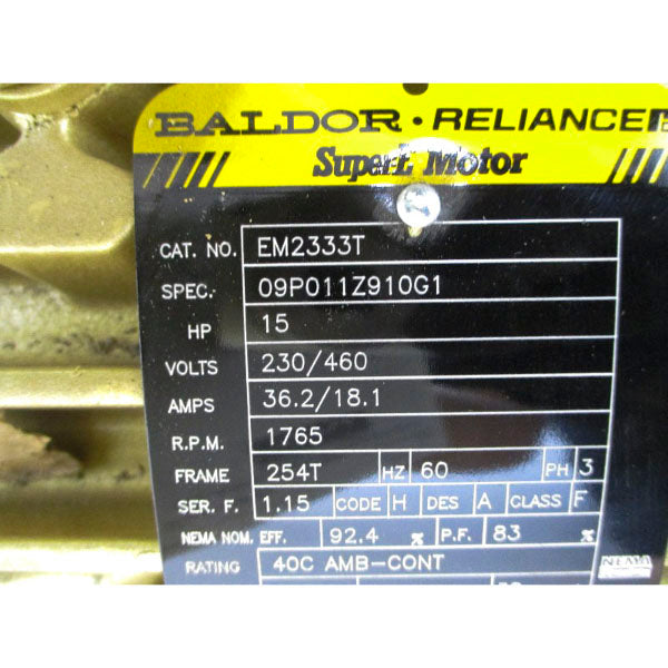 BALDOR RELIANCE EM2333T 09P011Z910G1 230/460V 36.2/18.1A NSMP