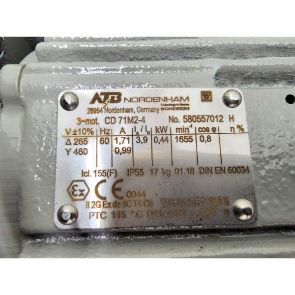 E ONE DB0190G01 W/ ATB NORDENHAM CD71M2-4 460VAC 1.71/0.99A NSNP