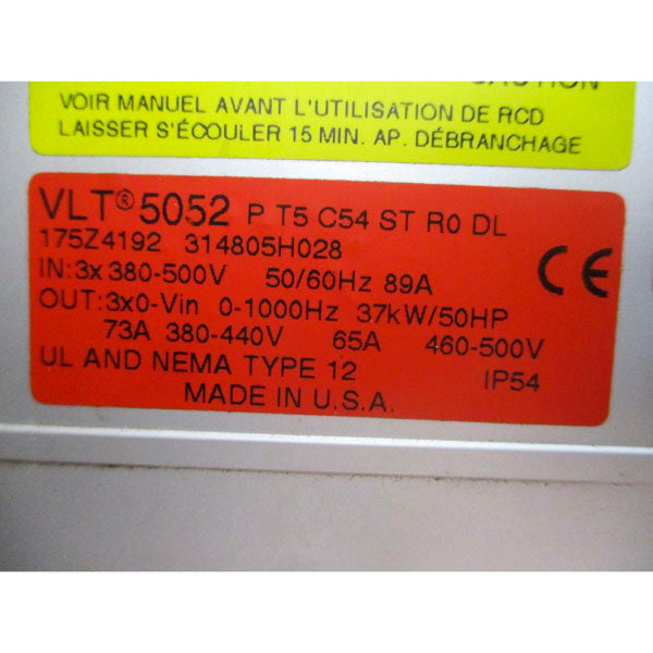 DANFOSS 175Z4192 VLT5052PT5C54STR0DL 380-500V 89A UNMP