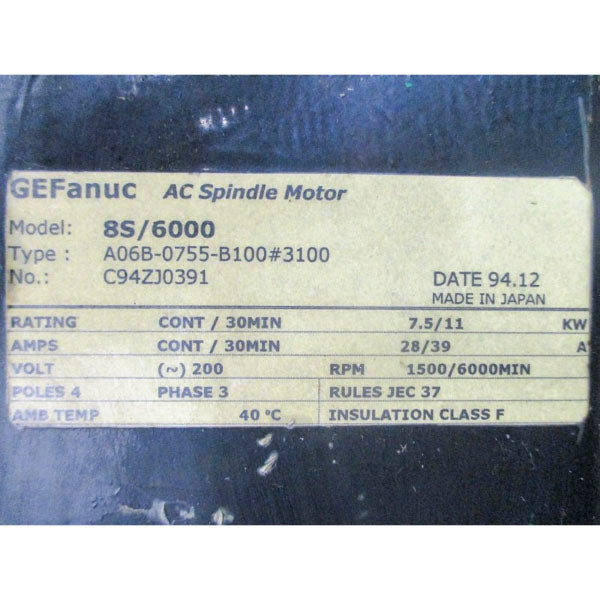 FANUC A06B-0755-B100#3100 200VAC 28/39A NSNP