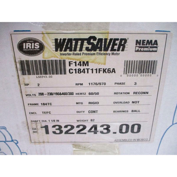 LEESON 132243.00 C184T11FK6A 208-230/190V 7.35-6.4/7.4A NSMP