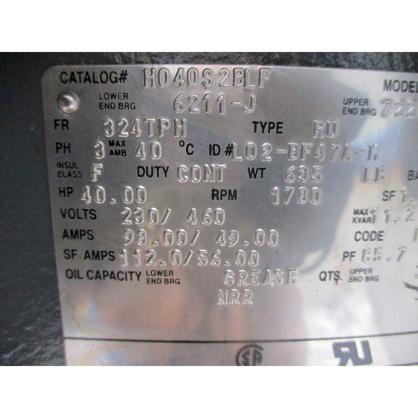 US MOTORS H040S2BLF BF47A 230/460V 98.00/49.00A NSNP