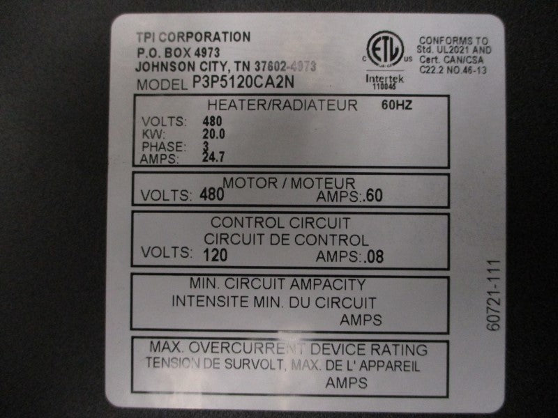 MARKEL P3P5120CA2N 480V 24.7A NSMP